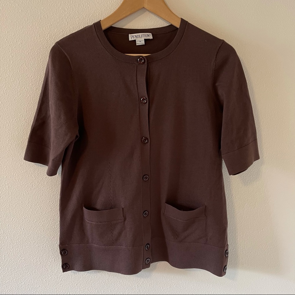 Pendleton Silk Blend Short Sleeve Button Cardigan… - image 1